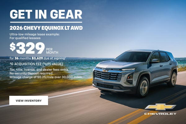 2026 Chevy Equinox LT AWD. Ultra-low mileage lease example for qualified lessees. $329 PER MONTH ...